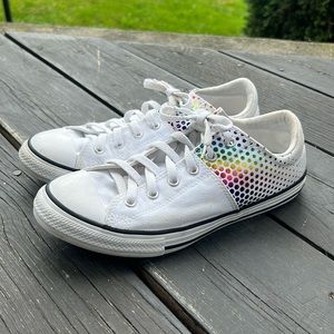 Converse Rainbow Dot White Shoes Sneaker Junior size 6 style 666308F Unisex
